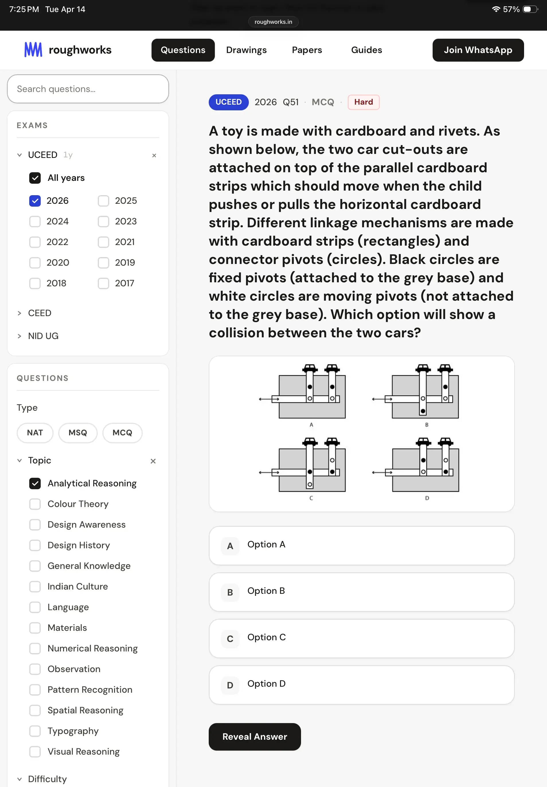 Roughworks question types and filtering